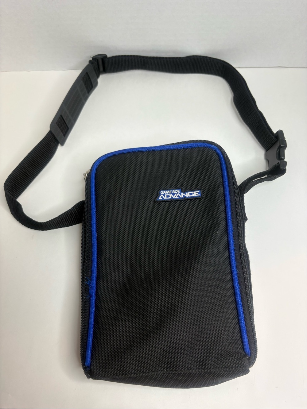 Nintendo Gameboy Advance Carrying Case Travel Bag Black Blue Zippered Canvas